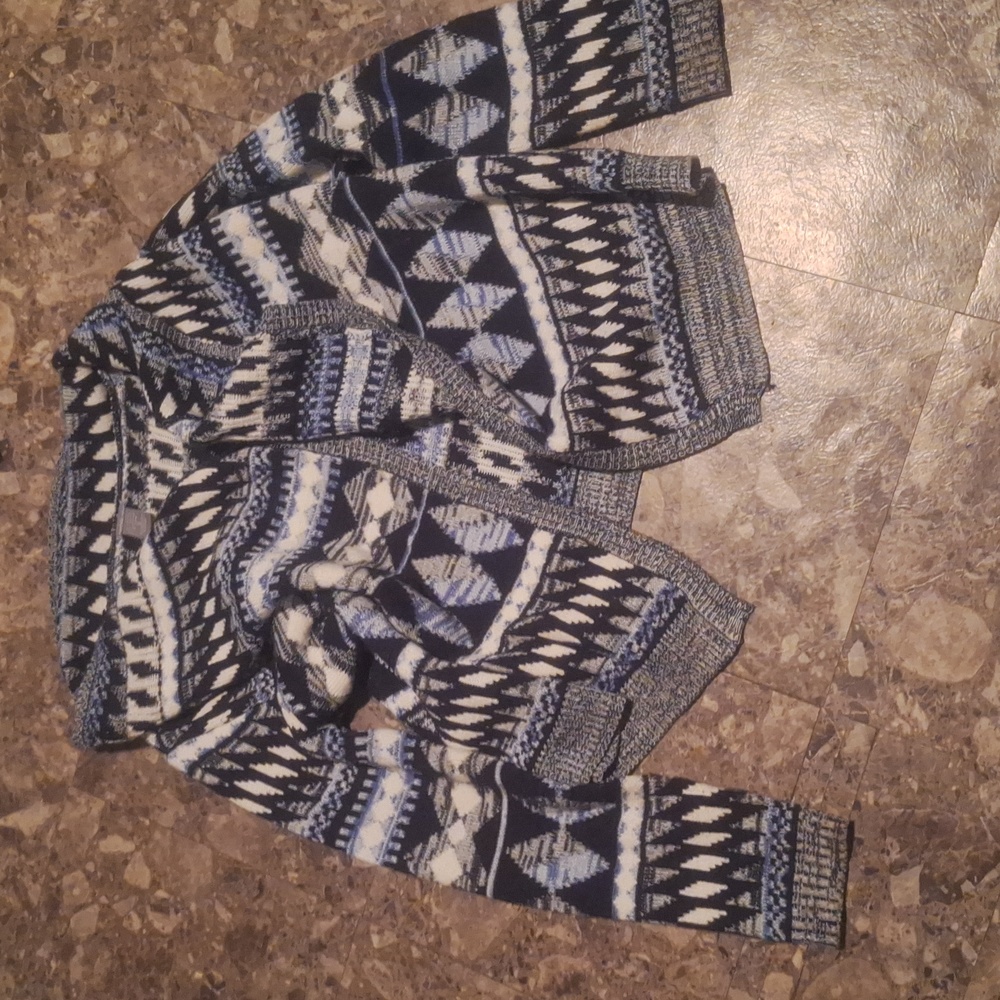 Blue white and grey sweater